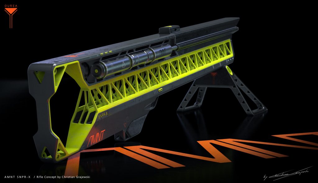 Project Ourea Sci-Fi Novel and Concept Art Book project; AMNT SNPR X Rifle Concept