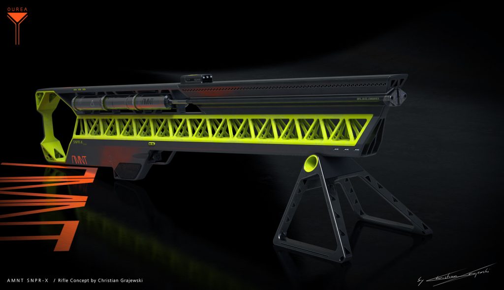 Project Ourea Sci-Fi Novel and Concept Art Book project; AMNT SNPR X Rifle Concept