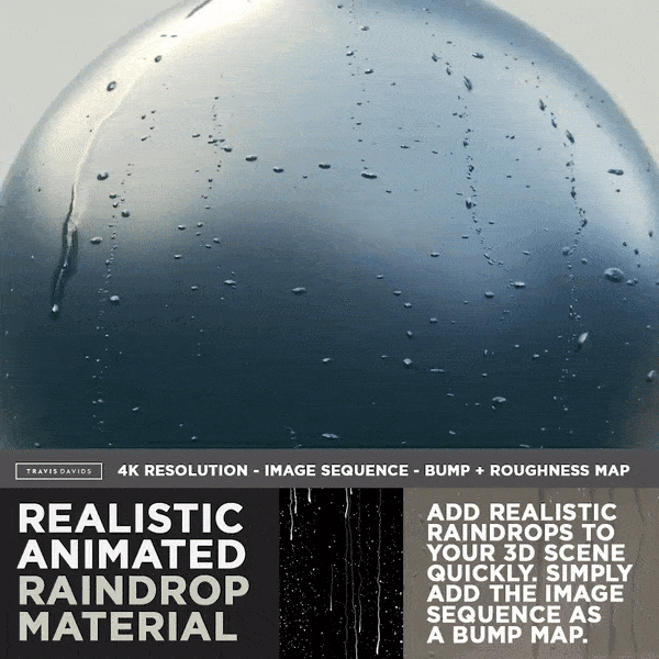 滴る水滴を再現したマテリアル「Realistic Animated Rain Material」が 