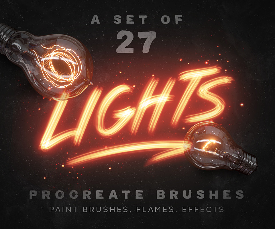 光あれ 27種類のネオン表現がセットになったprocreate用ブラシパック Lights Procreate Brushes Cg Geeks